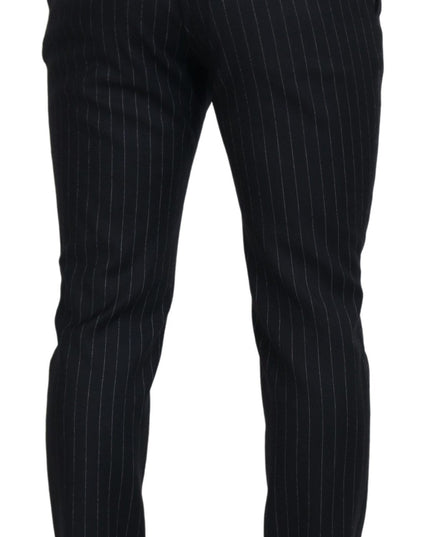 Dolce & Gabbana Black Wool Striped Chino Pants