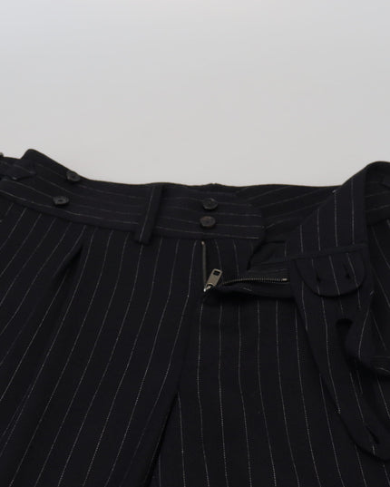 Dolce & Gabbana Black Wool Striped Chino Pants
