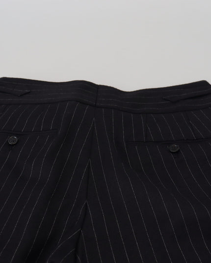 Dolce & Gabbana Black Wool Striped Chino Pants