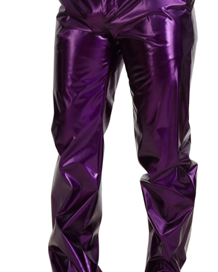 Dolce & Gabbana Purple Shining Men Casual Pants