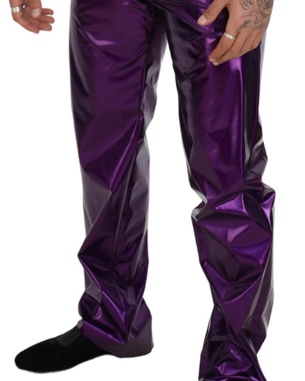 Dolce & Gabbana Purple Shining Men Casual Pants