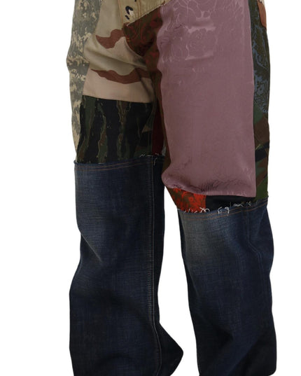 Dolce & Gabbana Multicolor Silk Patchwork Men Denim Jeans
