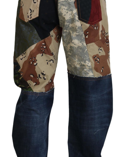 Dolce & Gabbana Multicolor Silk Patchwork Men Denim Jeans
