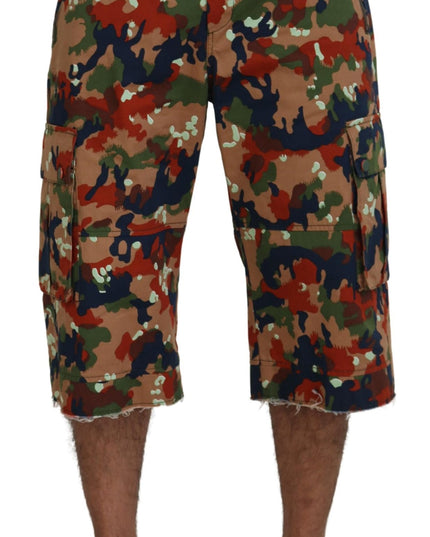 Dolce & Gabbana Multicolor Cotton Camouflaged Cargo Shorts