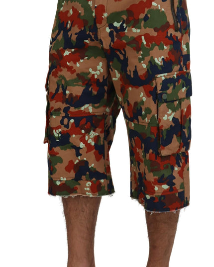 Dolce & Gabbana Multicolor Cotton Camouflaged Cargo Shorts