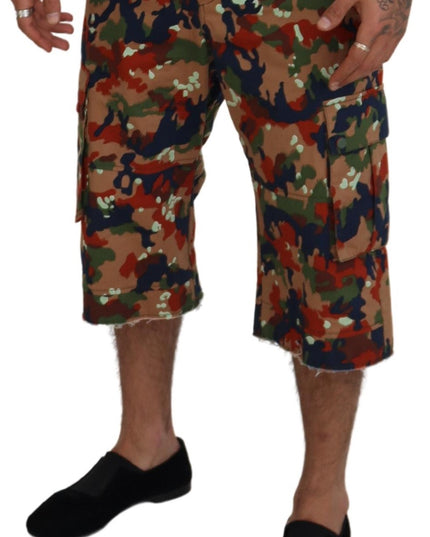 Dolce & Gabbana Multicolor Cotton Camouflaged Cargo Shorts