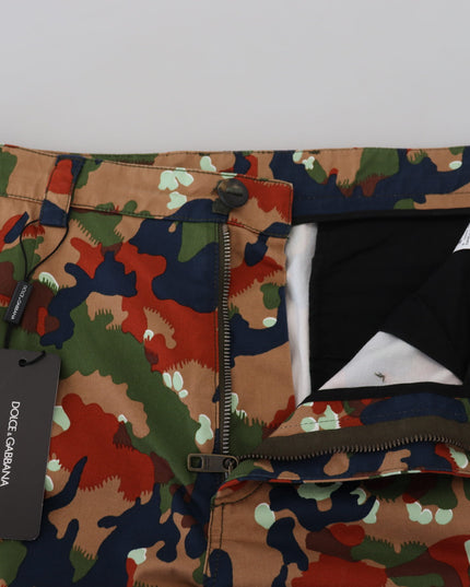 Dolce & Gabbana Multicolor Cotton Camouflaged Cargo Shorts