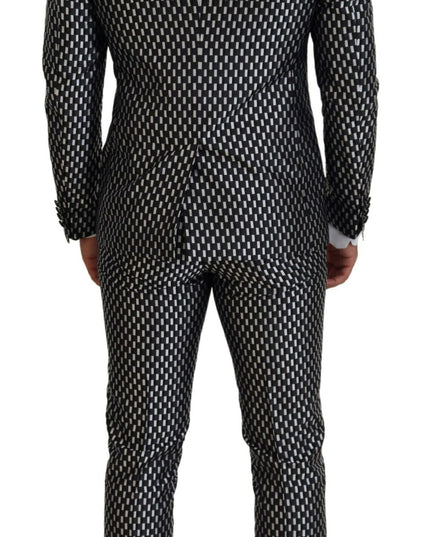 Dolce & Gabbana Black White Silk MARTINI Slim Fit Suit