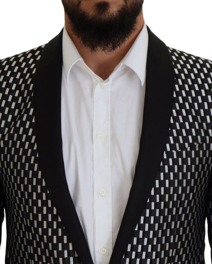 Dolce & Gabbana Black White Silk MARTINI Slim Fit Suit