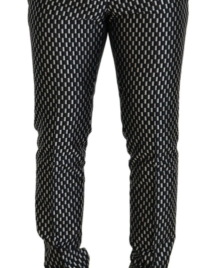 Dolce & Gabbana Black White Silk MARTINI Slim Fit Suit