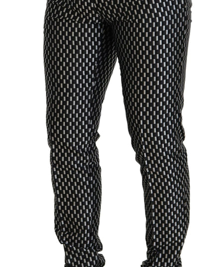 Dolce & Gabbana Black White Silk MARTINI Slim Fit Suit