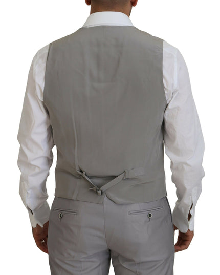 Dolce & Gabbana Silver Wool Silk 3 Piece Slim Fit Suit