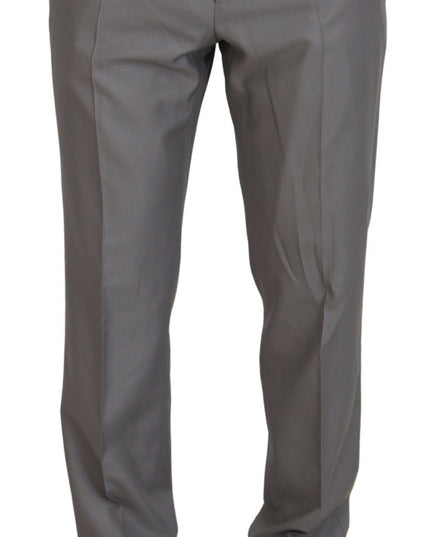 Dolce & Gabbana Silver Wool Silk 3 Piece Slim Fit Suit