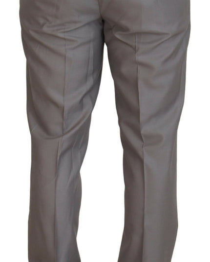 Dolce & Gabbana Silver Wool Silk 3 Piece Slim Fit Suit