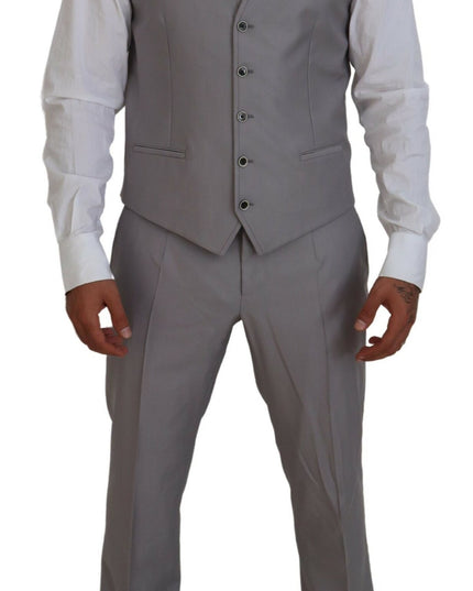 Dolce & Gabbana Silver Wool Silk 3 Piece Slim Fit Suit