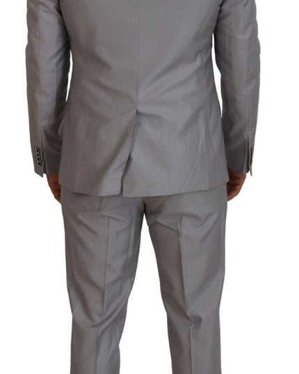 Dolce & Gabbana Silver Wool Silk 3 Piece Slim Fit Suit