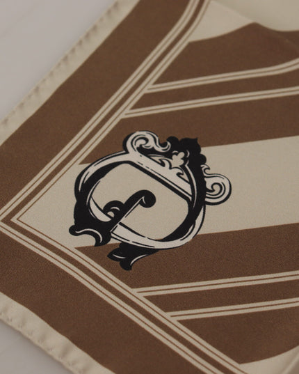 Dolce & Gabbana Brown Stripes DG Logo Square Mens Handkerchief Scarf
