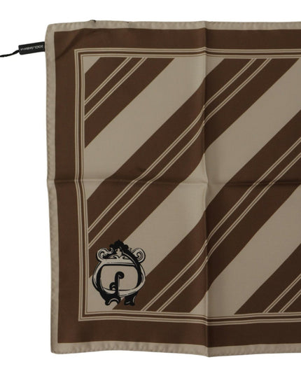 Dolce & Gabbana Brown Stripes DG Logo Square Mens Handkerchief Scarf