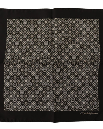 Dolce & Gabbana Black Patterned DG Logo Square Handkerchief Scarf