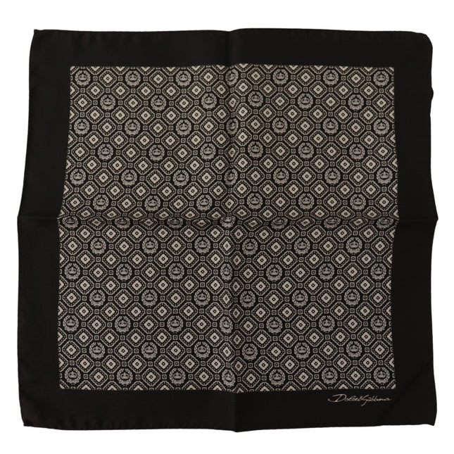 Dolce & Gabbana Black Patterned DG Logo Square Handkerchief Scarf