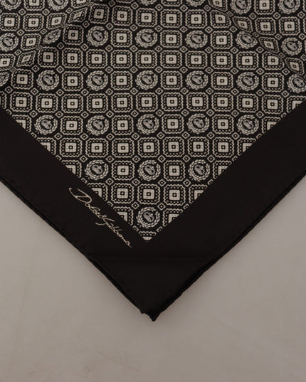 Dolce & Gabbana Black Patterned DG Logo Square Handkerchief Scarf