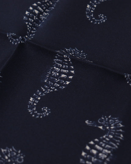 Dolce & Gabbana Blue Seahorse DG Printed Square Handkerchief Scarf