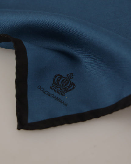 Dolce & Gabbana Black Blue DG Crown Printed Square Handkerchief Scarf