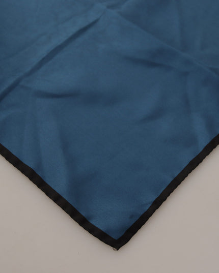 Dolce & Gabbana Black Blue DG Crown Printed Square Handkerchief Scarf
