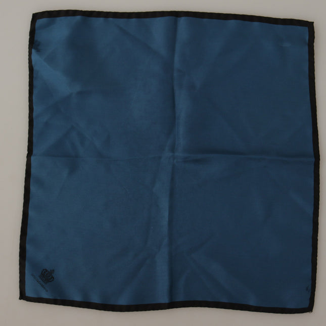 Dolce & Gabbana Black Blue DG Crown Printed Square Handkerchief Scarf