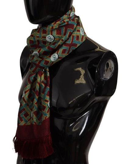 Dolce & Gabbana Multicolor DG Logo Shawl Warm Neck Wrap Fringe Scarf