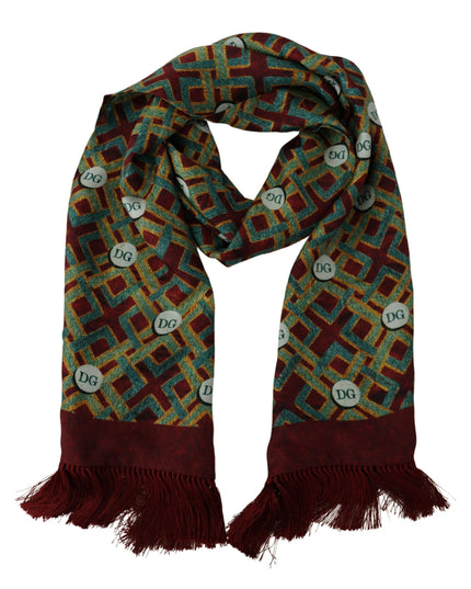 Dolce & Gabbana Multicolor DG Logo Shawl Warm Neck Wrap Fringe Scarf