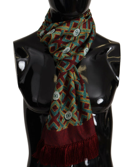 Dolce & Gabbana Multicolor DG Logo Shawl Warm Neck Wrap Fringe Scarf