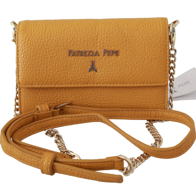 Patrizia Pepe Yellow Logo Leather Shoulder Strap Sling Bag