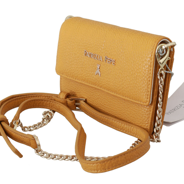 Patrizia Pepe Yellow Logo Leather Shoulder Strap Sling Bag