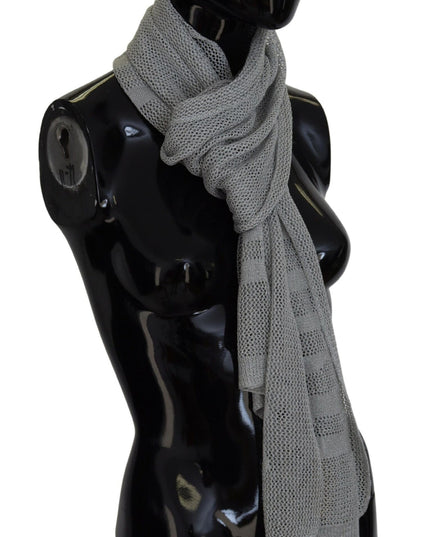 John Galliano Gray Logo Knitted Neck Wrap Shawl Foulard Scarf