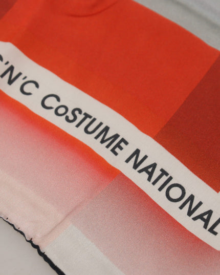 Costume National Gray Red Shawl Foulard Wrap Scarf