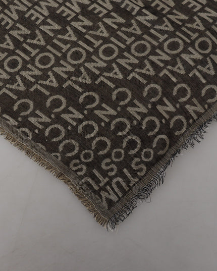 Costume National Gray Logo Knit Neck Wrap Shawl Scarf
