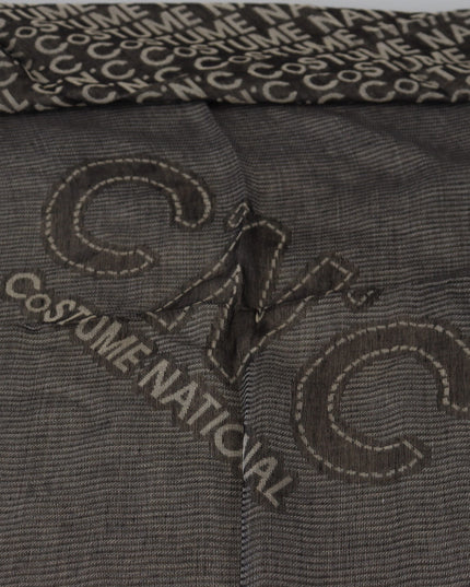 Costume National Gray Logo Knit Neck Wrap Shawl Scarf