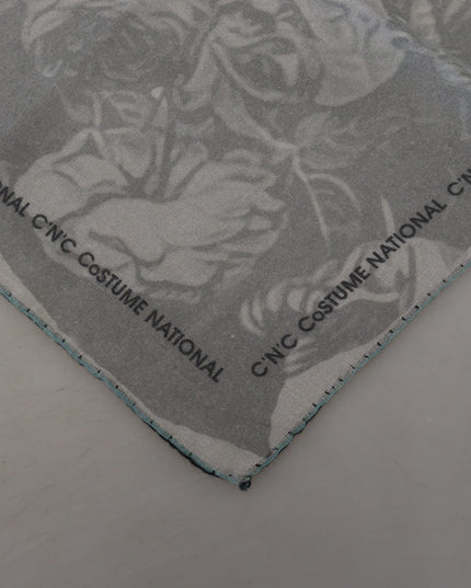Costume National Gray Print Shawl Foulard Branded Scarf