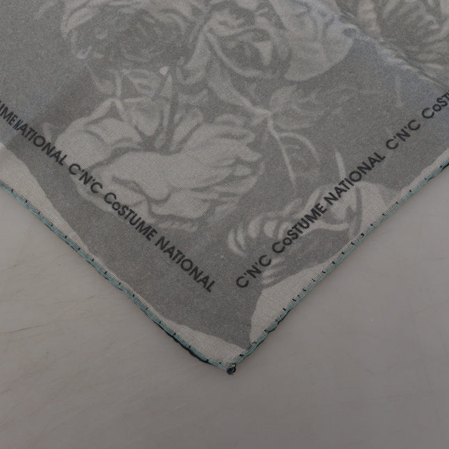 Costume National Gray Print Shawl Foulard Branded Scarf