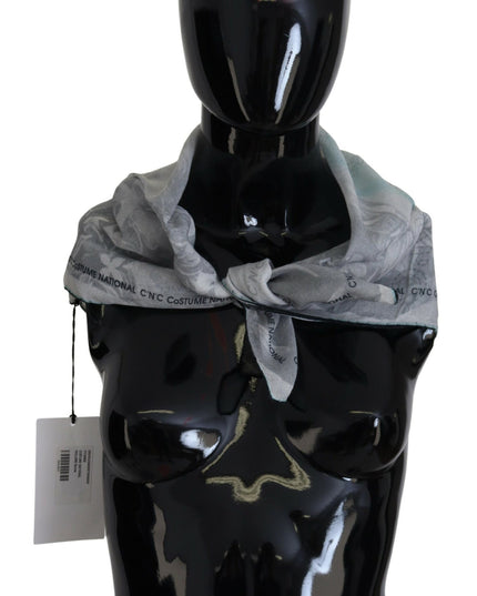 Costume National Gray Print Shawl Foulard Branded Scarf