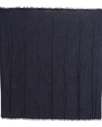 GF Ferre Dark Blue Wool Neck Wrap Shawl Fringes Scarf