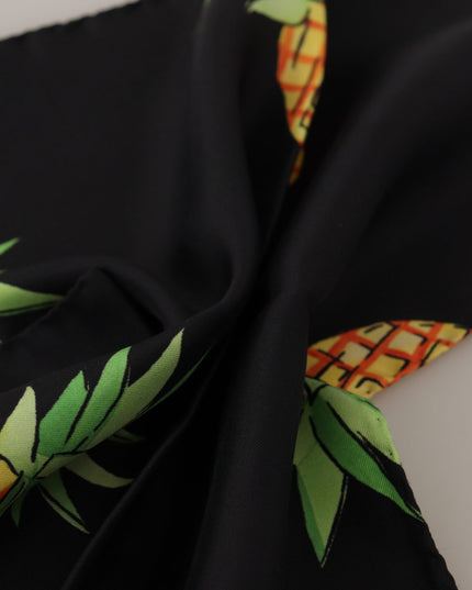 Dolce & Gabbana Black Pineapple Printed Square Handkerchief  Scarf
