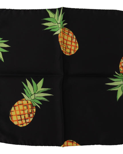 Dolce & Gabbana Black Pineapple Printed Square Handkerchief  Scarf