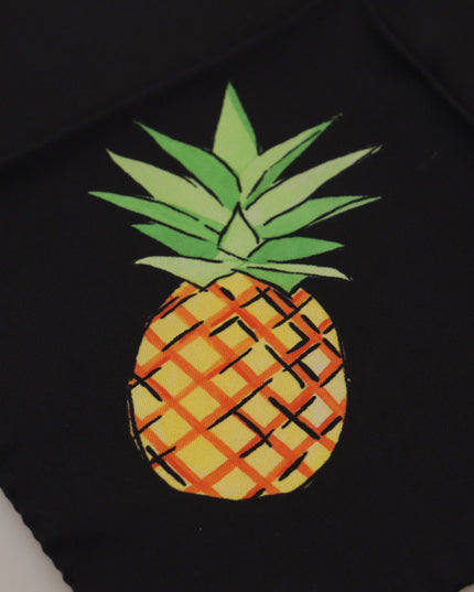 Dolce & Gabbana Black Pineapple Printed Square Handkerchief  Scarf