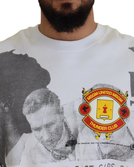 MSGM White Cotton Crewneck Pullover Sweatshirt Sweater