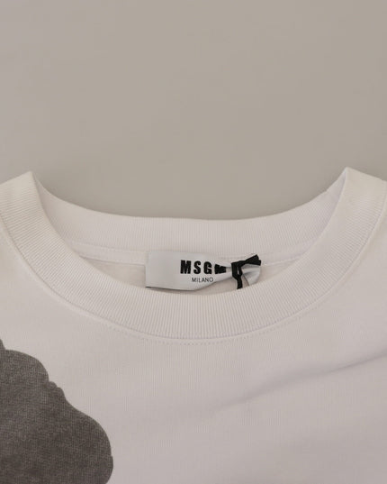 MSGM White Cotton Crewneck Pullover Sweatshirt Sweater
