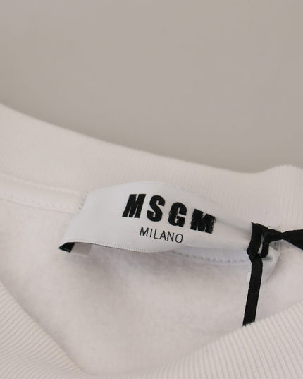 MSGM White Cotton Crewneck Pullover Sweatshirt Sweater
