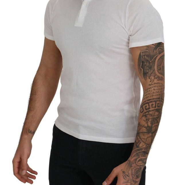 FRADI White Cotton Collared Short Sleeves Polo T-shirt