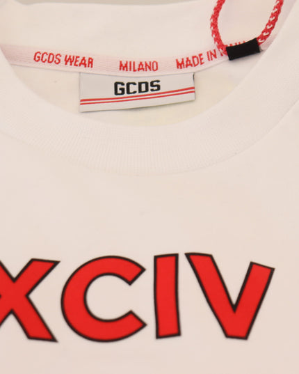 GCDS White Logo Print Cotton Short Sleeves T-shirt